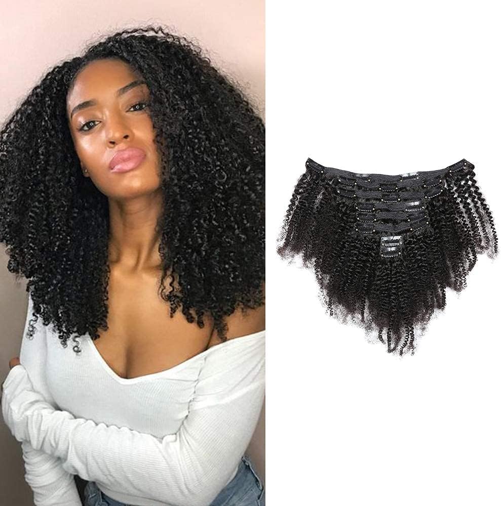 18 Inch 8A Remi Human Hair Clip in Extensions 8Pcs/Set Afro Kinky Curly Double Wefts For Black Women Natural Color 120 Grams/Set