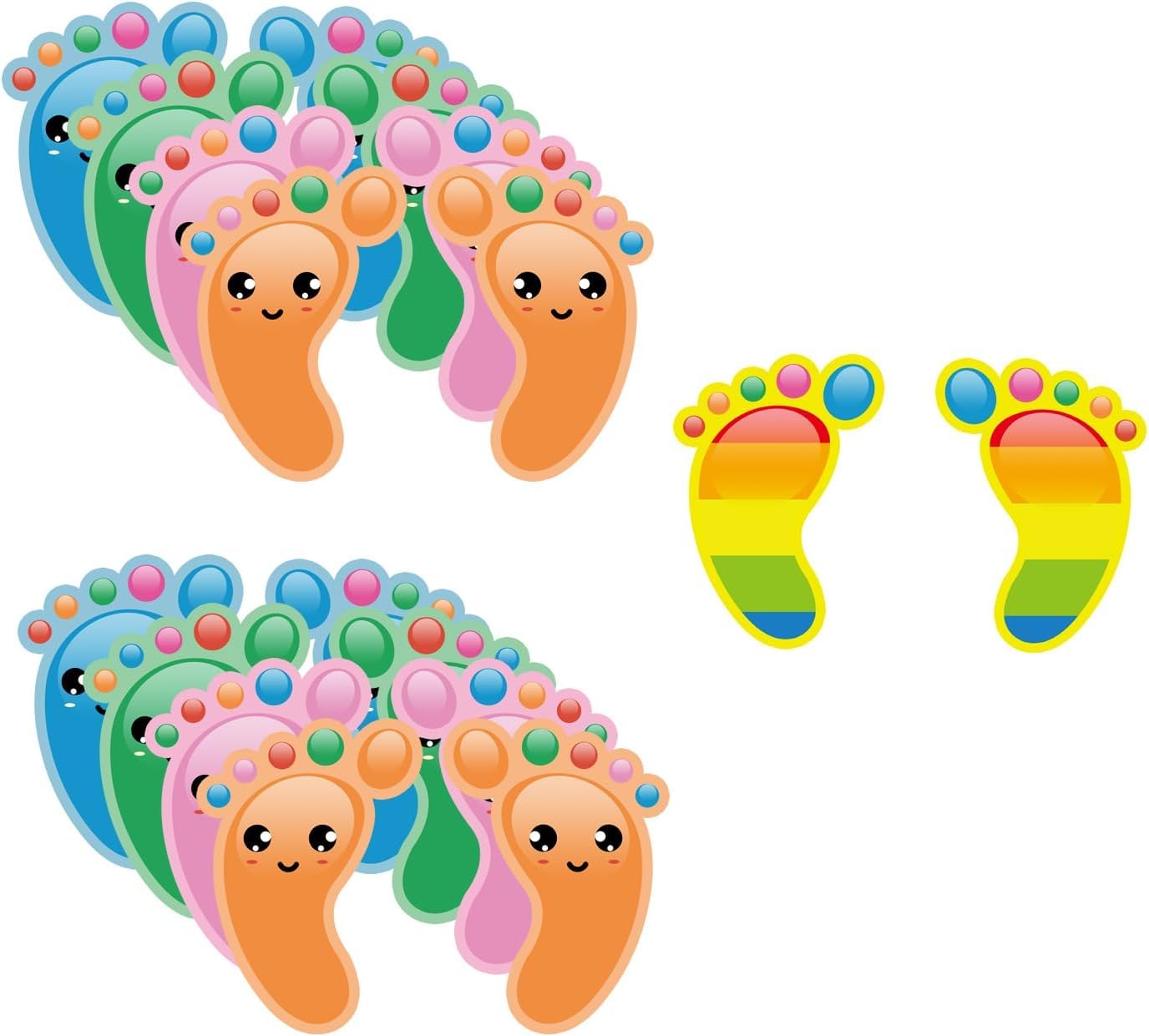 Shoe Footprint Stickers 45 Pairs Vinyl Self Adhesive Waterproof Colorful Feet Floor Lineup Spots Stickers Social Distancing Decals for Nursery Floor Stairs Decor