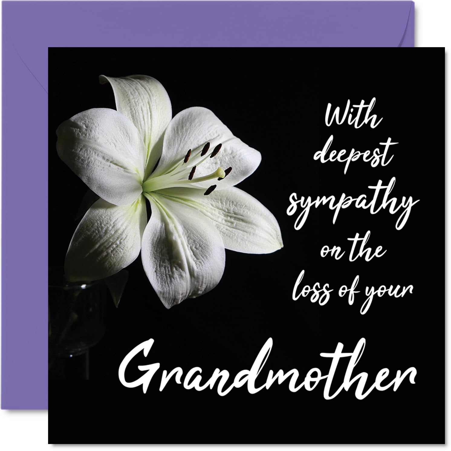 Sympathy Cards - With Deepest Sympathy On The Loss Of Your Grandmother Card - Sorry Mourning Bereavement Cards for Adults, 145mm Condolences Thinking of You Card, Flowers Greeting