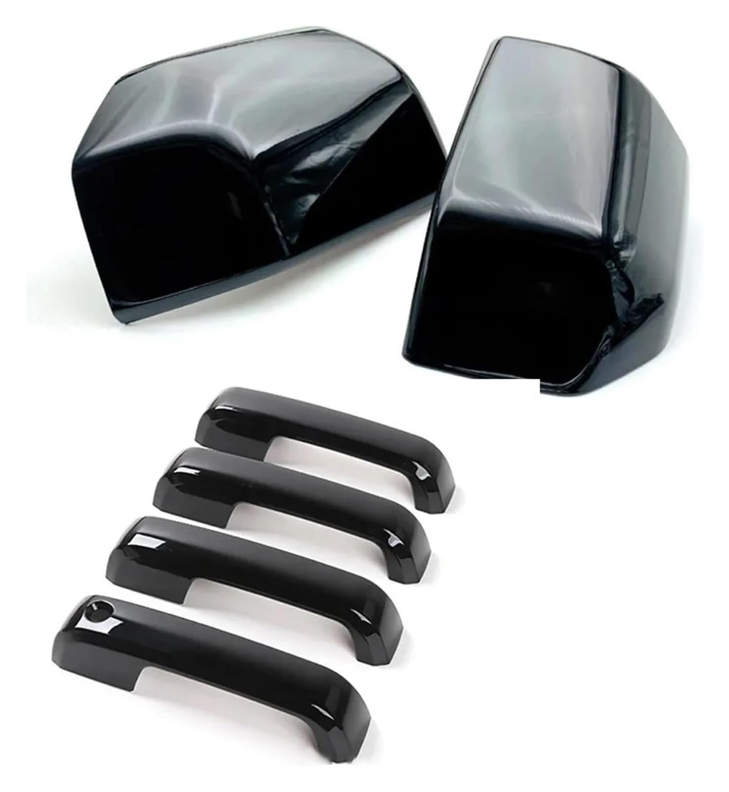 LSDSAAZA Sliding Exterior Handle for Ford F150 2015-2020 for Raptor Car Rearview Mirror Wing Cap Door Handle Cover Exterior Covers(Gloss Black)