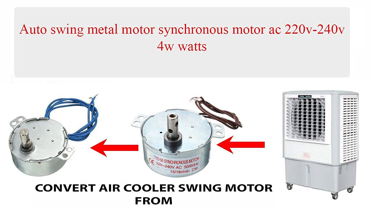 Auto Swing Synchronous Motor for Symphony, kenstar and Other Plastic Coolers, 5-6 RPM Motor, 220V-240V, Stainless Steel 4