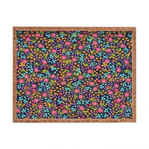 DENY Designs Negar diseños Joy Laforme Flores Interior/al Aire Libre Bandeja Rectangular, 14 x 18