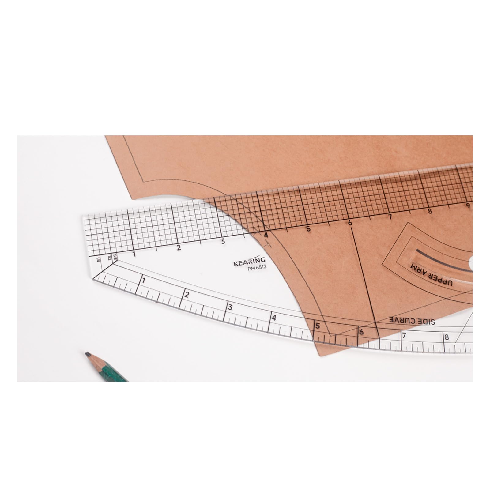 Kearing PM6512 Imperial Pattern Master Ruler, regla de diseño multiusos, curva lateral, sisa y cuello, curva de manga, regla superior e inferior del brazo para costura, diseño, acolchado, costura