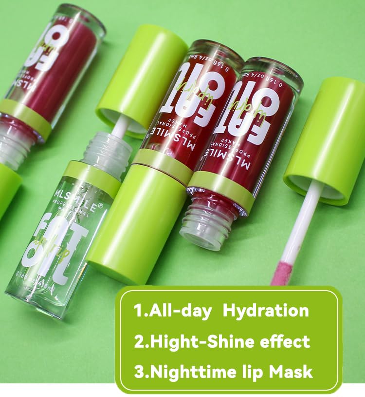 Miniatura 2 de 4 colores de aceite de labios esmalte de labios, cabeza de cepillo grande, aceite hidratante de brillo de labios, brillo de labios transparente