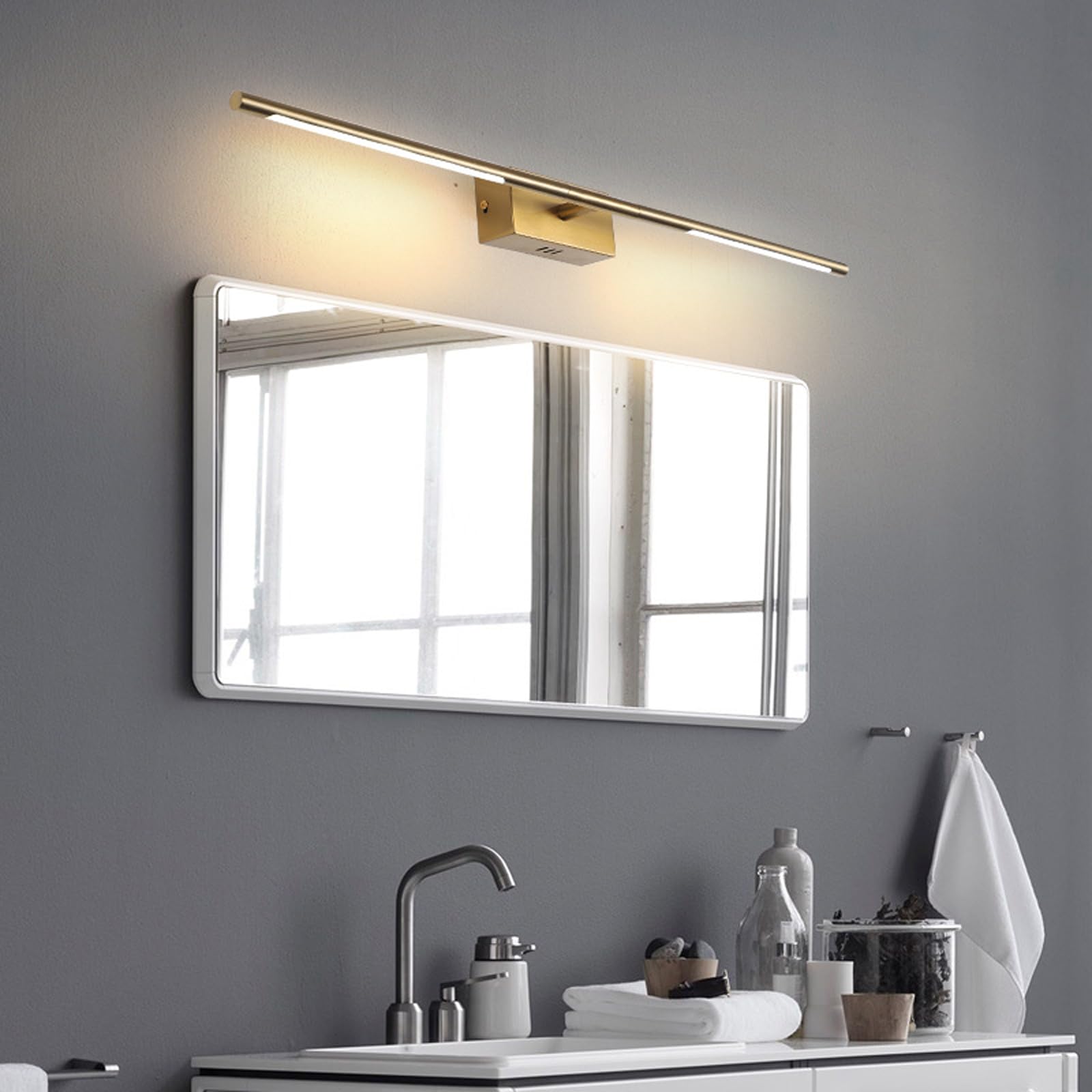 Lámpara de baño moderna sobre espejo, barra de luz de tocador posmoderna, aplique de baño LED simple nórdico, accesorios de iluminación, luces de imagen de 2800k para baño