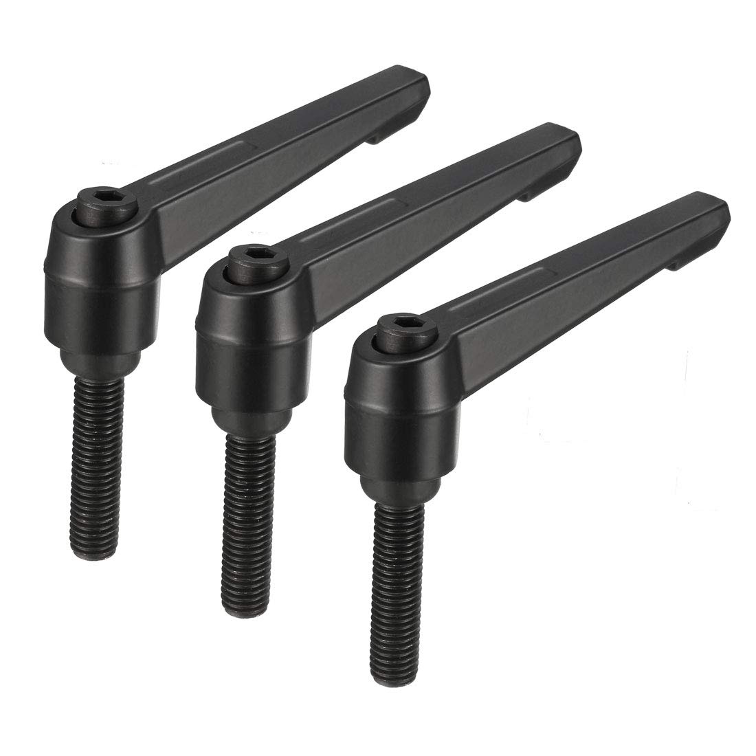 uxcell M10 x 40mm Handle Adjustable Clamping Lever Thread Push Button Ratchet Male Threaded Stud Knobs Locking Rotating Screw Handles Quick Release Bolt Black 3pcs