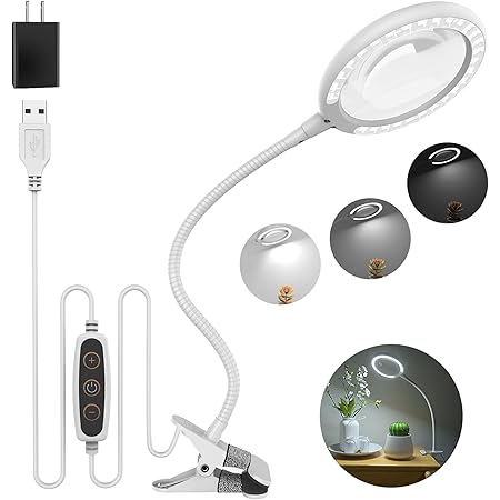 3X Dimmable LED Magnifying Lamp, Clamp Magnifying Glass with Light for Reading, Seniors, Hobbies, Craft