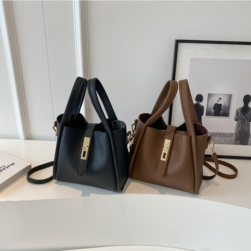 Genuine Leather Bucket Bag for Women with Zipper Closure Handbag Adjustable Shoulder Strap Crossbody Bag Stylish Shoulder Bag