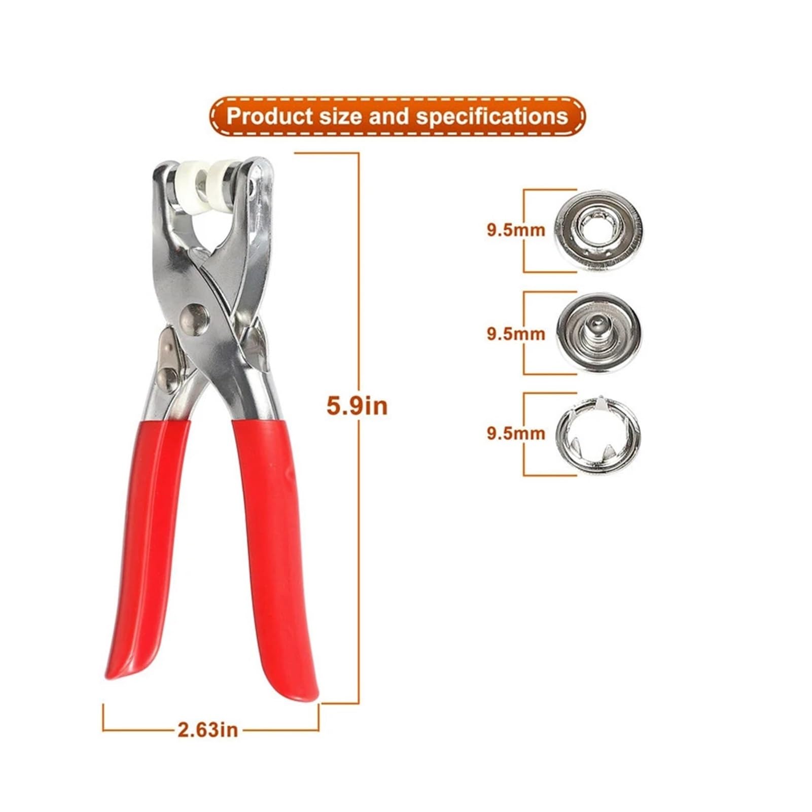 Strumento Pinza 50 Pezzi Bottone a Pressione in Metallo Kit di Chiusura a Scatto Addensato Forniture Artigianali Fai da Te for l'installazione di Vestiti Borsa for Cucire Accessr