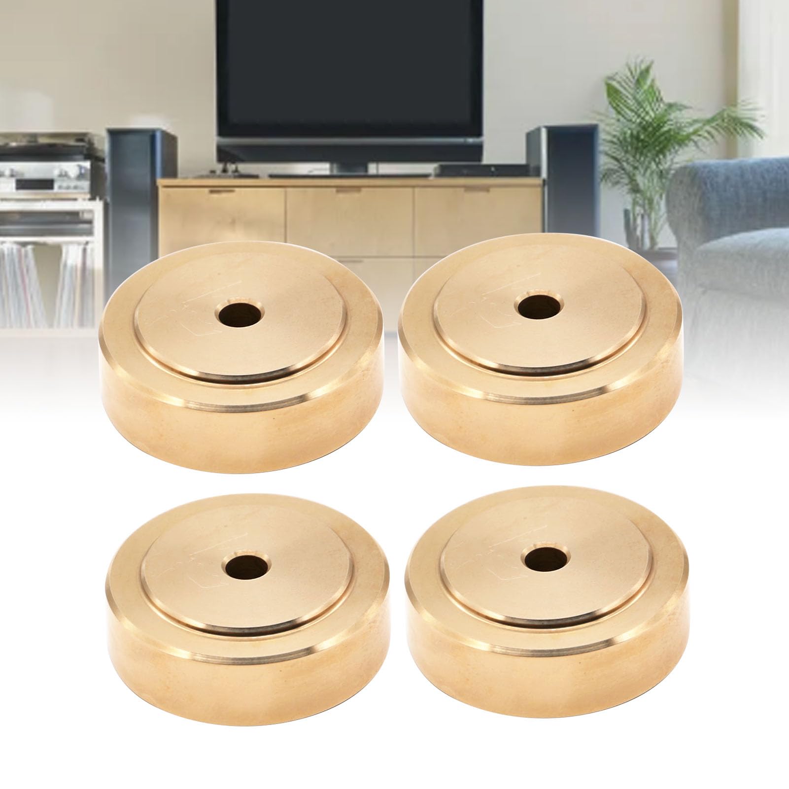 Wakects Piedini per Tagliere in Ottone da 4 Pezzi con Cuscinetti in Gomma Piedini Isolanti per Altoparlanti Set di Montaggio a Vite per Taglieri da Cucina Amplificatore HiFi Giradischi DAC Base
