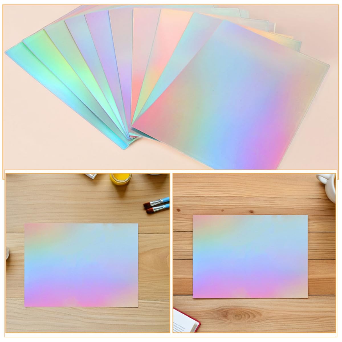 LALAFINA Lot de 60 Feuilles de Papier Cartonné Holographique Métallique A4 pour Projets Créatifs Garçon et Filles, Papier Cartonné Brillant à Paillettes, Scrapbooking et Bricolage