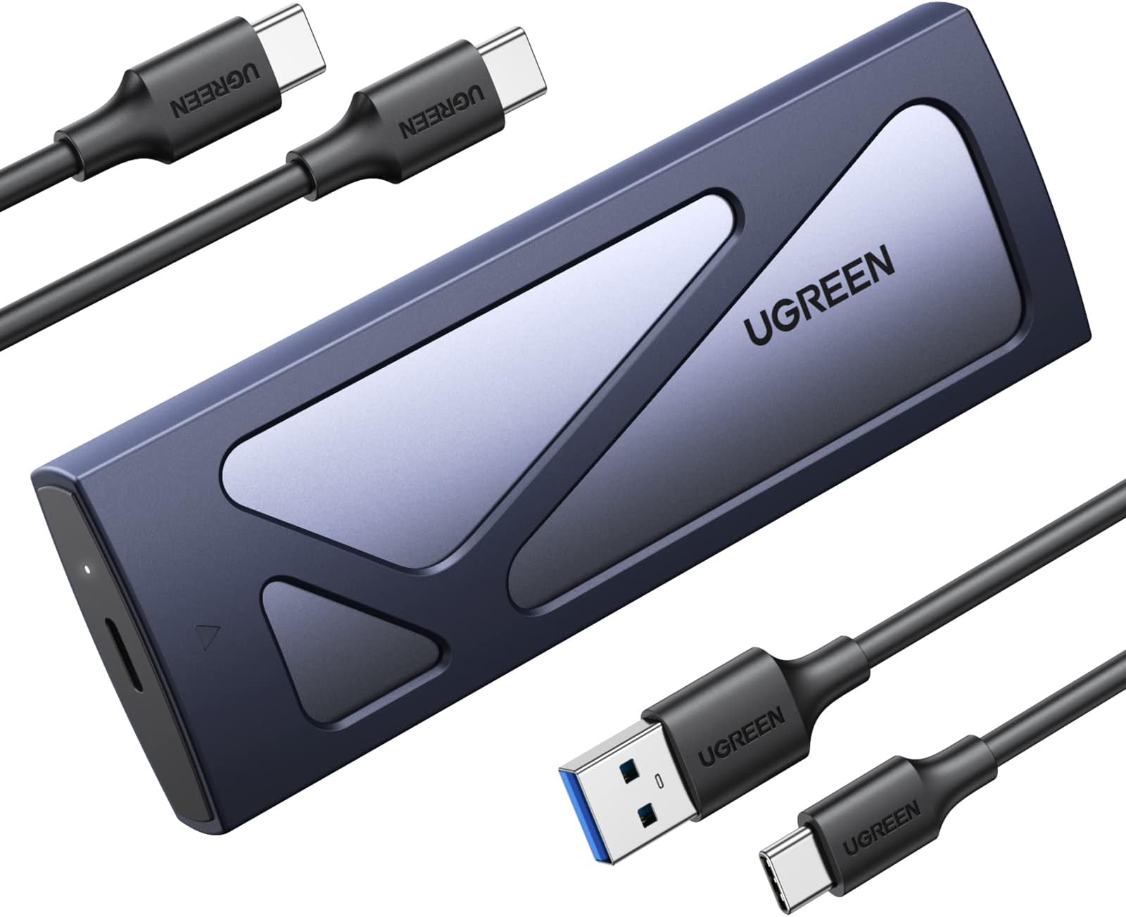 UGREEN M.2 NVMe Enclosure Adapter, 10Gbps USB C 3.2 Gen2, Tool-Free Portable Aluminum External Reader for M and M&B Key in Size 2230/ 2242/ 2260/ 2280 SSDs, Thunderbolt 3 Compatible, Grey