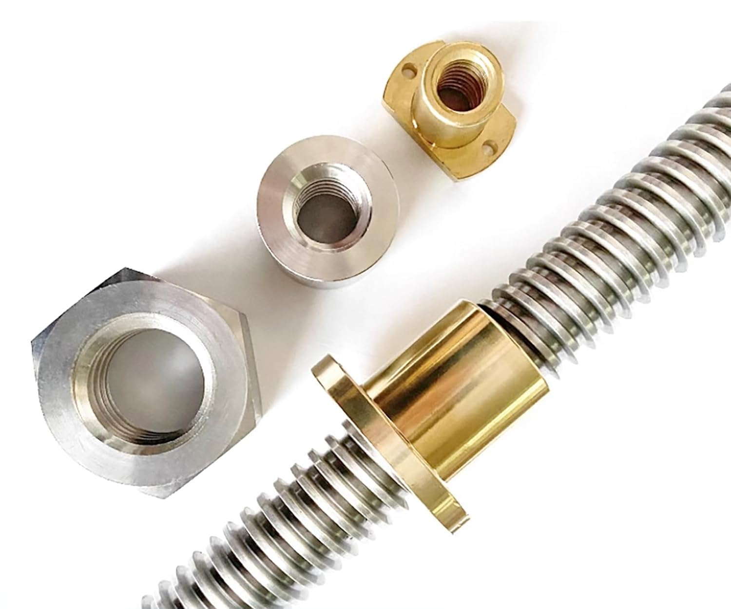 1 pièce 10mm T10x3 Tr10x3 vis à billes 400 mm de longueur avec écrou en laiton T10 (filetage Acme, vis de guidage de diamètre : 10 mm, pas : 3mm, plomb 3 mm, 1 démarrage,) Utilisé dans l'axe Z