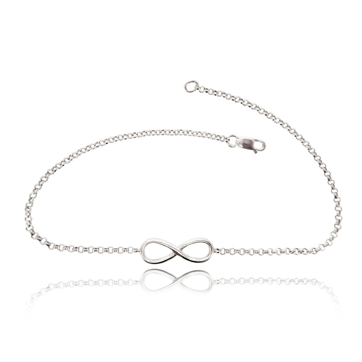 Sovats Infinity Chain Bracelet For Women 925 Sterling Silver Rhodium Plated - Lucky Symbol, Perfect For Valentines Day Gifts