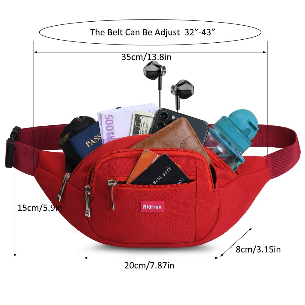 Marsupio con 4 Tasche Marsupio Bum Bag Cintura Regolabile Singola Spalla per Escursionismo Casuale Bicicletta Escursione Campeggio