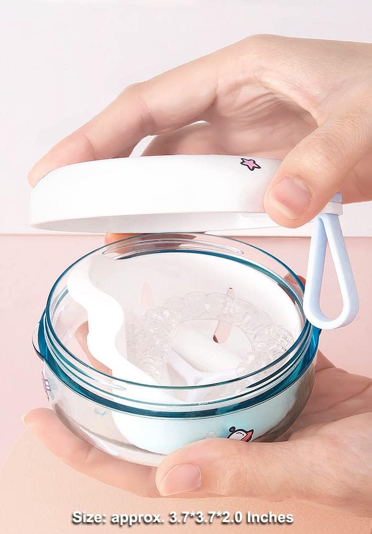 Anbbas Leakproof Denture Cleaning Kit Denture Cup with Basket and Brush