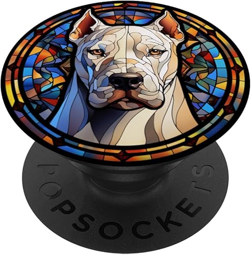 Dogo Argentino Dog Stained Glass Leadlight Artistic Design PopSockets Standard PopGrip