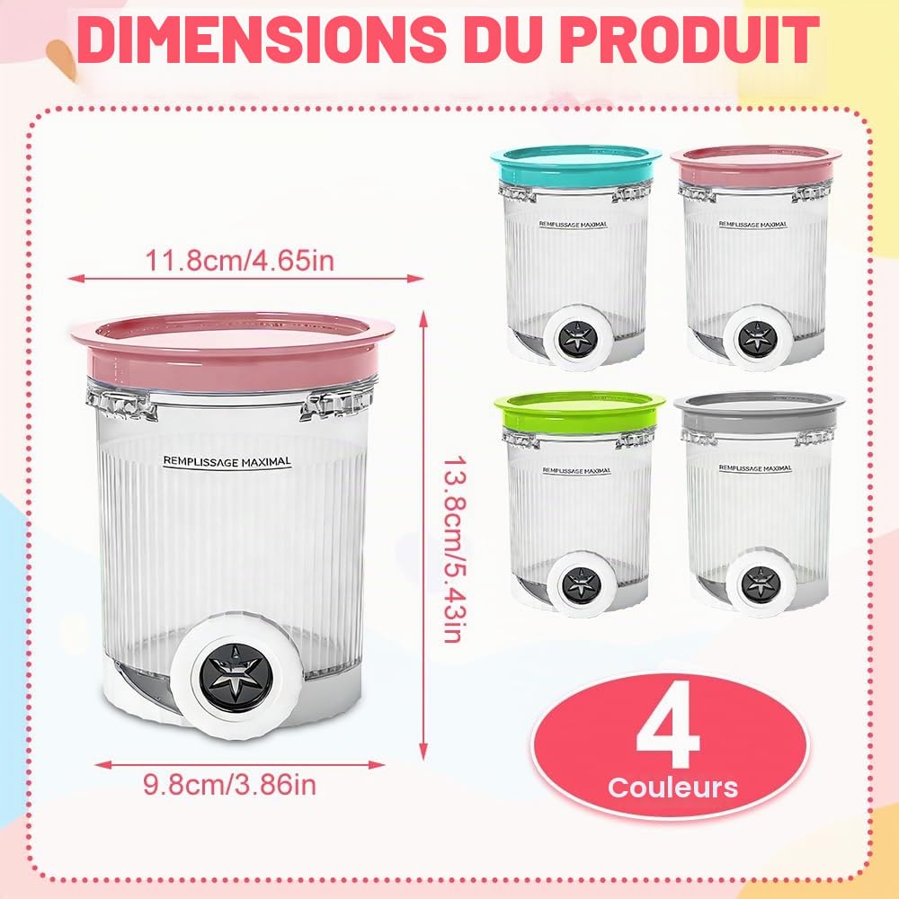 Pot pour Ninja Swirl Deluxe, HOVCEH 4 Pièces Récipient pour NC700 NC701EU, Accessoires pour500 ml Machine à Glace avec Couvercle Et Cuillère, Passe au Lave-vaisselle(B)