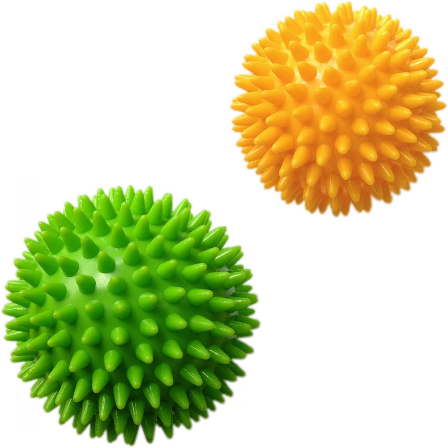 AppleRound Spiky Massage Balls, 7.5 cm & 9 cm Combo Pack, Stress Reflexology, Muscle Therapy, Tension Relief, Porcupine Sensory Ball Set (2, Count)