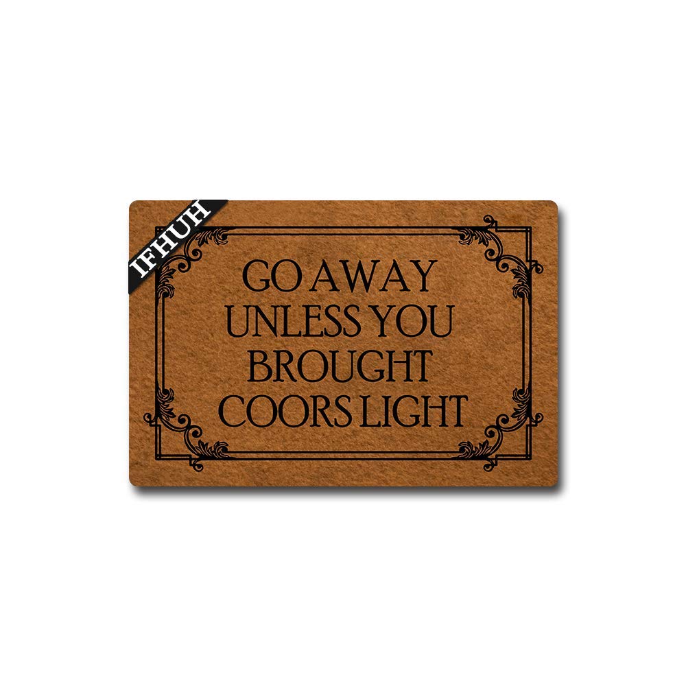 IFHUH Go Away Unless You Brought Doormat Funny Welcome Mat Front Door Mat Rubber Non Slip Backing Funny Doormat Indoor Outdoor Rug 23.6 in(W) X 15.7 in(L) — image 1