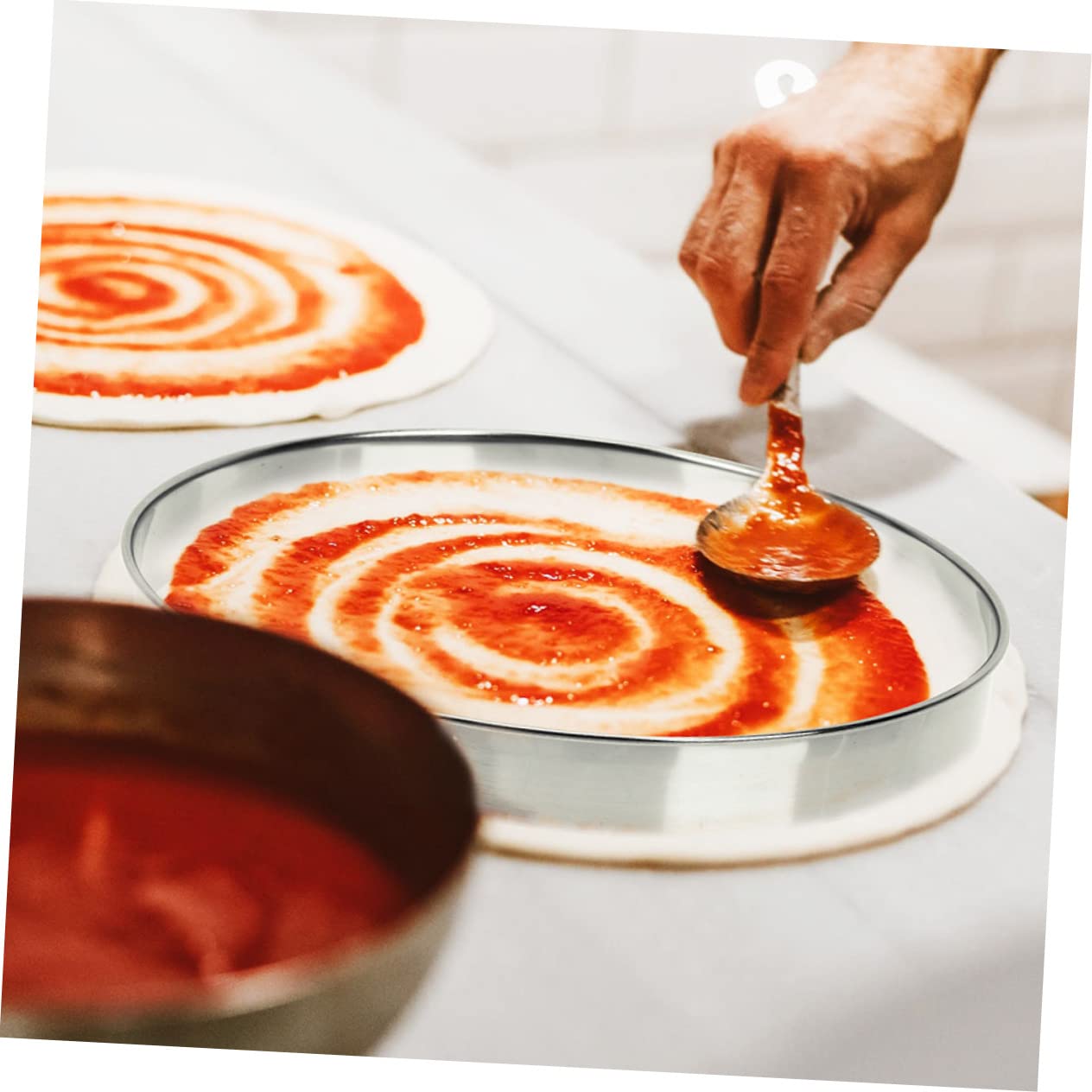 MAGICLULU 4stücke Haushalt Pizza Aus Edelstahl Mehrzweck Kuchenring Für Pizza Backzubehör Zur Vermeidung Von Überlaufen Beim Backen Robustes Und Langlebiges Material Für Einfache