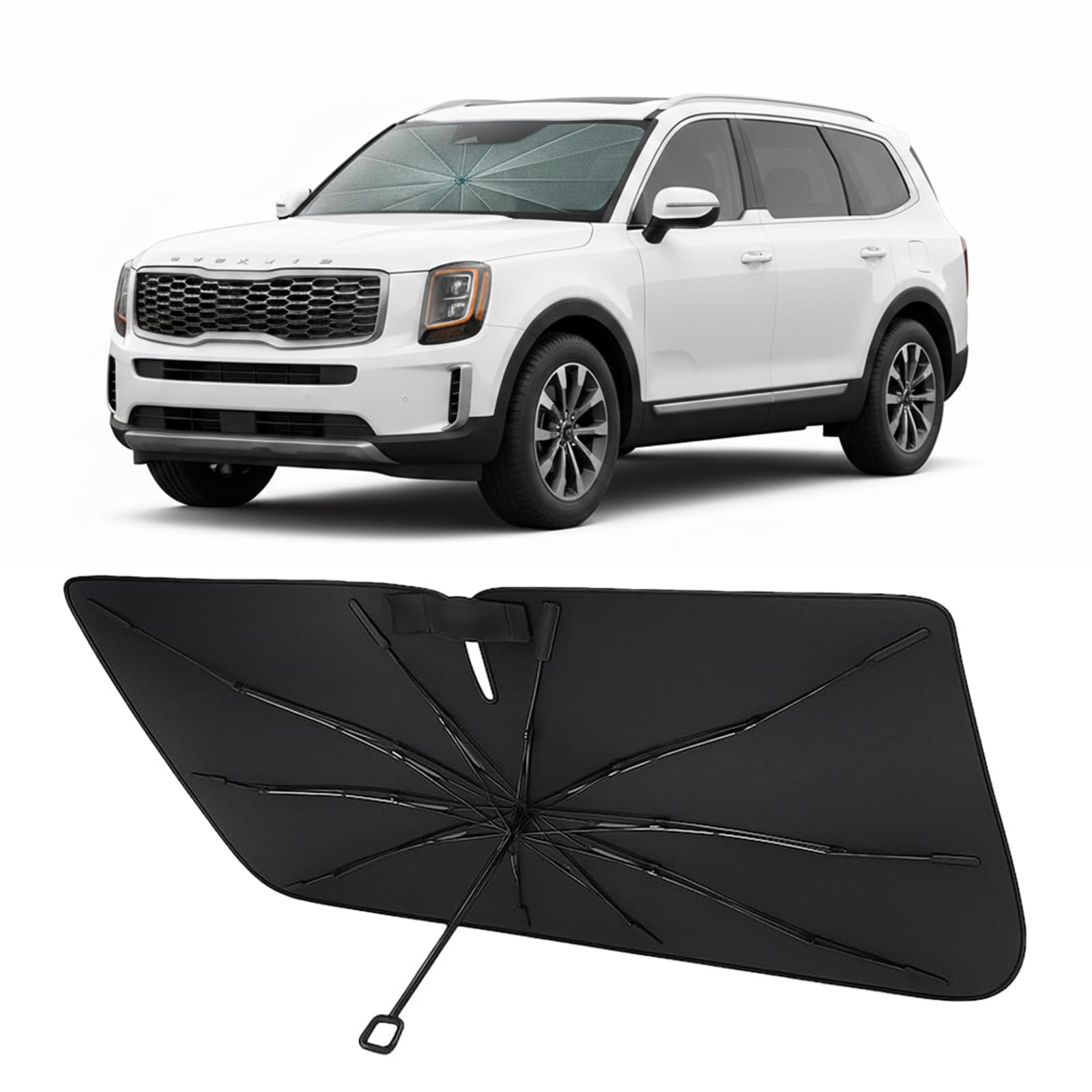 Proadsy Custom Fit 2020-2026 Kia Telluride Windshield Sun Shade Umbrella