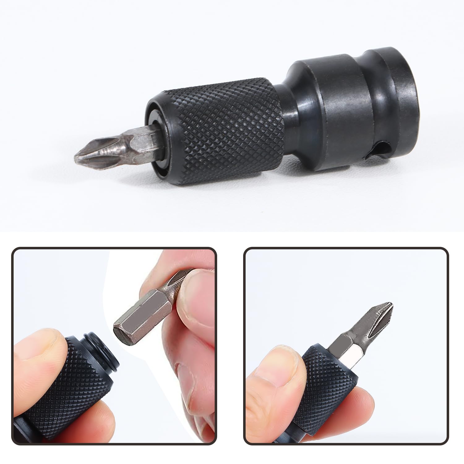 Adaptateur De Douille à Percussion 1/2 à 1/4 1/4 3/8, écrou Carré, Clé Rapide, Adaptateur à Cliquet, Convertisseur Avec Douille Hexagonale Pour Perceuse électrique