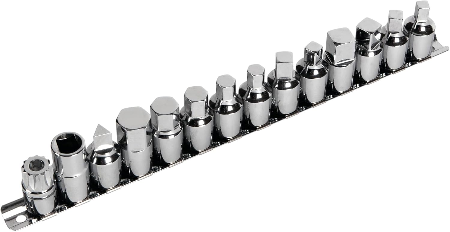 Performance Tool W54287 15-Piece Drain Plug Socket Set With 11mm & 13mm Square Drive For Subaru Differentials, Silver