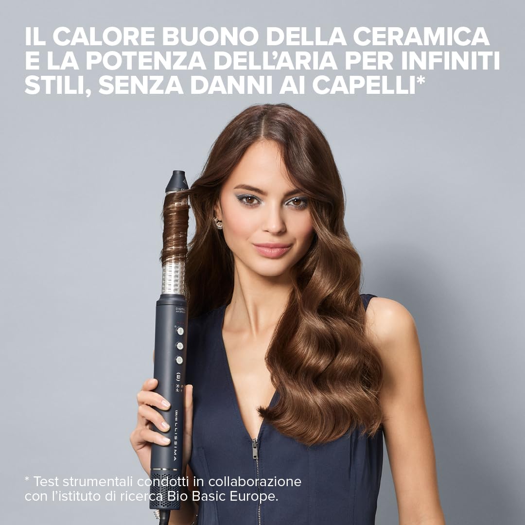 Bellissima Imetec Prodigy Deluxe - Air Styler Digitale 6 in 1 per Capelli Ricci, Mossi o Lisci - Asciuga & Modella Senza Danni con Tecnologia Ion-Ceramic & Coanda
