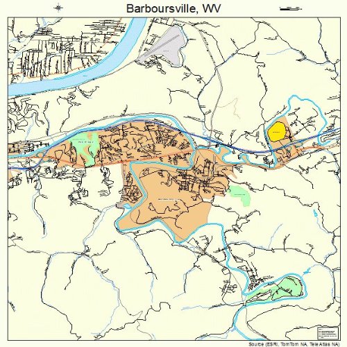 Large Street & Road Map of Barboursville, West Virginia WV Printed
