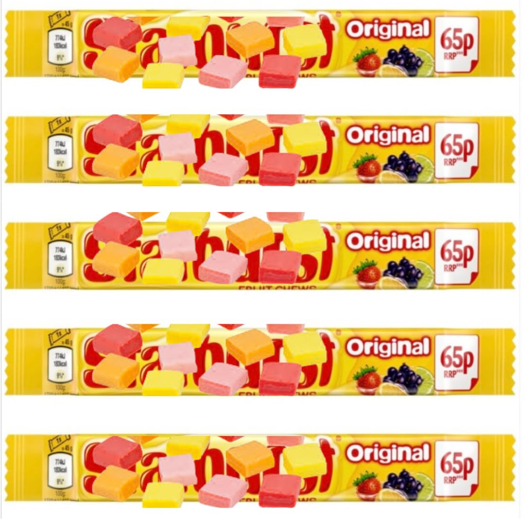 Burst Original Fruit Flavour Chews 5x45g Multipack Sweets Candy Bulk