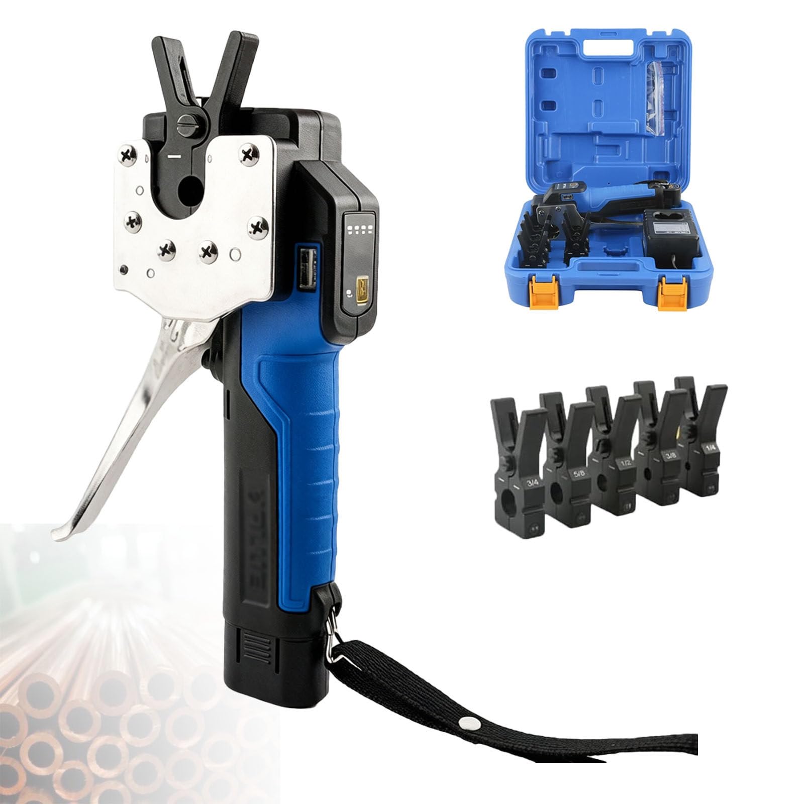 Cartellatrice Tubi Rame, Cartellatrice Elettrica A Batteria, Cartellatrice per Condizionamento, è Disponibile Una varietà di Mandrini, 45° per Tubo Eccentrico, per Tubi in Rame 5Chucks