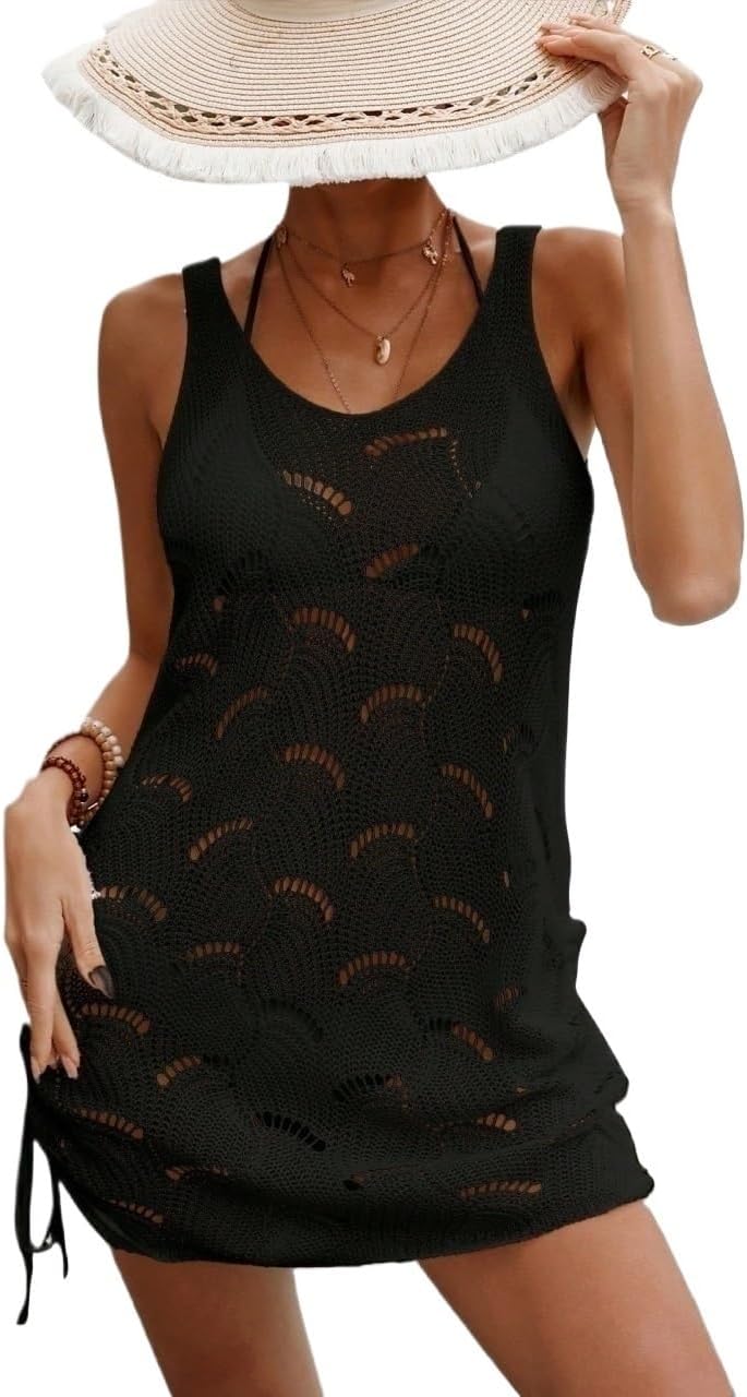 swimsuit coverup for women Beach Drawstring Side Backless Cover Up Dress Without Bikini