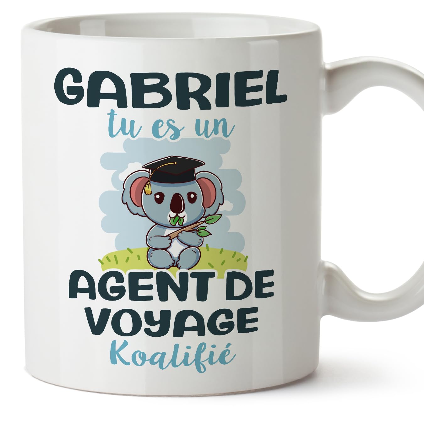 MUGFFINS Personalised Mug for Travel Agent Man - in French - Koalifies Personalisés - Funny Custom Gift for Colleagues - Ceramic 11oz Mug — image 1