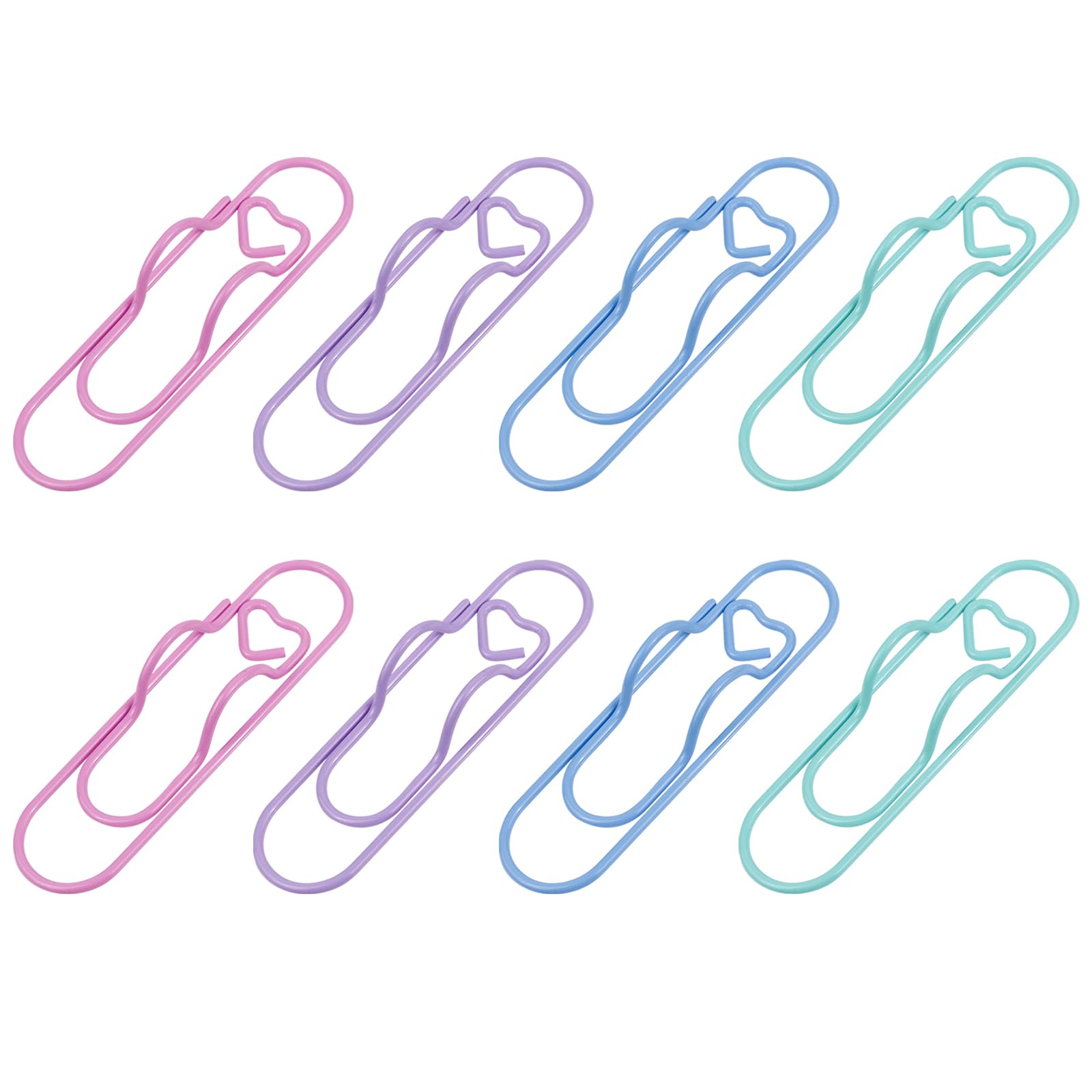 Fachoi 8Pcs Colorful Paper Clips, Heart Shaped Metal Pen Holder Clips For Notebooks, Clip-On Pen Holders Paperclip Pen Holder Bookmark For Students Office And Daily Use F4-Axhxz (8Pcs)
