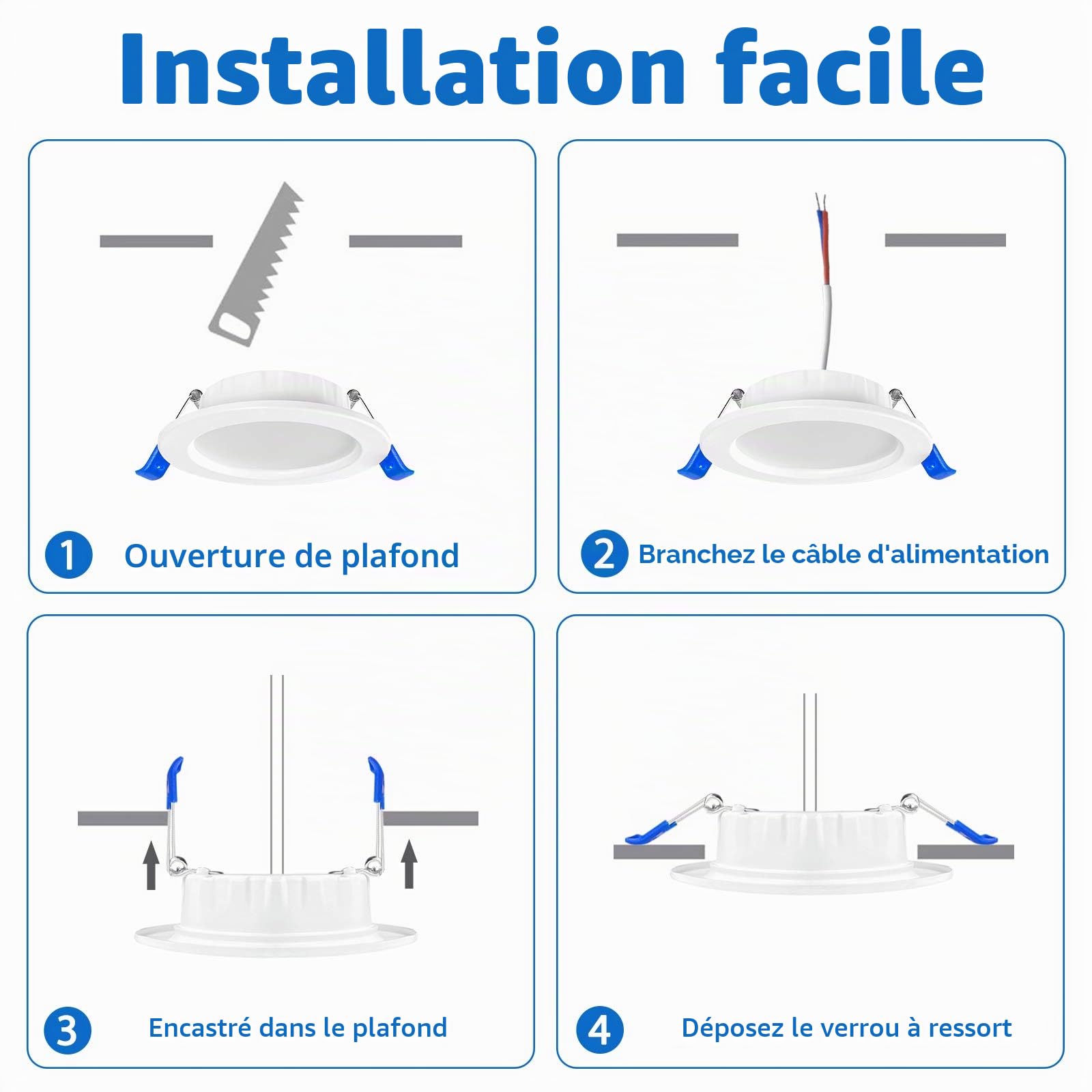 NAIZY Lot de 20 Spots LED Encastrables Plat 5W 230V Luminaire Spot Plafond Encastré Aluminium Mini pour Salle de Bain, Salon, Chambre et Cuisine- 20x5W Blanc Froid