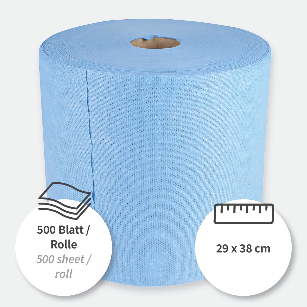 1 Stück Hygoclean Poliertücher | Viskose/Polyester, Rolle, blau, B: 38cm, L: 29cm, 65gr-m², Kerndurchmesser: 7cm, Abrisse: 500, Poliertücher, Putztücher, Reinigungstücher