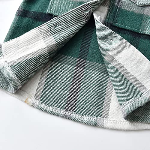 Toddler Kids Boys Girls Hooded Outwear Plaid Shirt Button Plaid Shirt Casual Jacket with Pockets (A, 2-3 Years)4