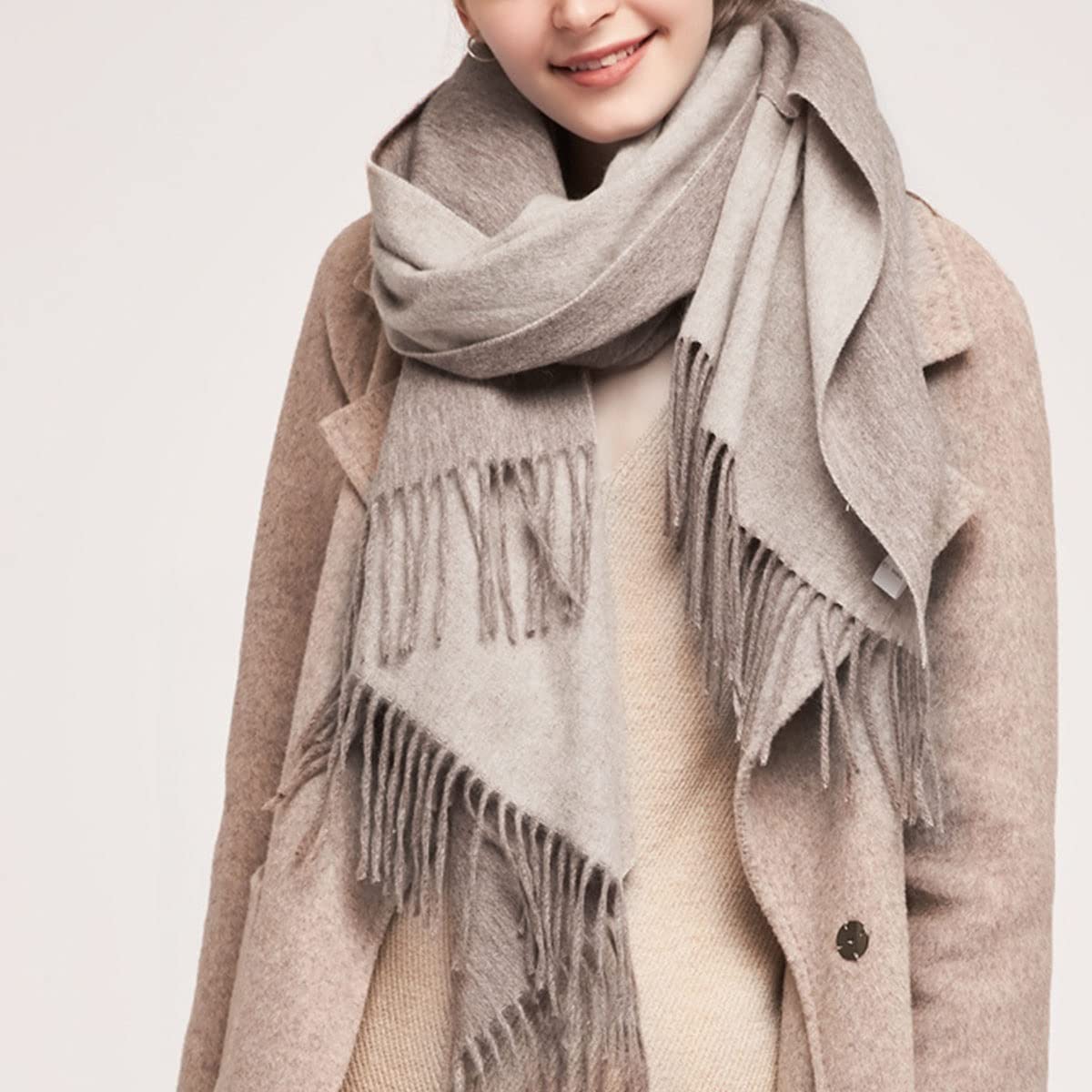 Bufanda de lana, bufanda manta de mezcla de lana, chal de invierno reversible para mujer