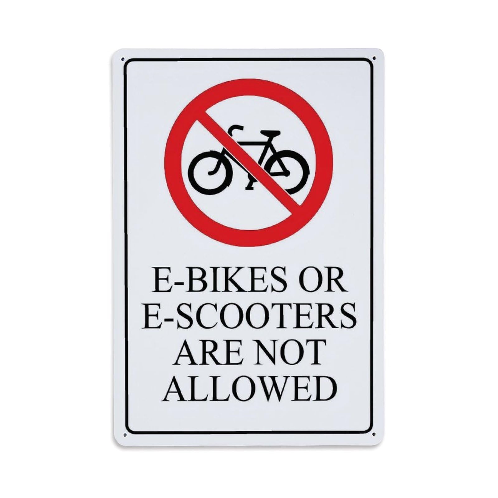 No E-Bikes E-Scooters Warning Sign Vintage Aluminium Metal Sign, Retro Wall Decor for Home, Bar, Garage & Farmhouse 30x20cm