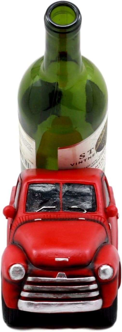 Ebros Gift Red Classic Vintage Old Fashioned Pickup Truck Wine Holder 11.25" Long Figurine Wine Bottle Holder Caddy Trucks Work Cars Farming Industrial Mobile Accent - Image 4