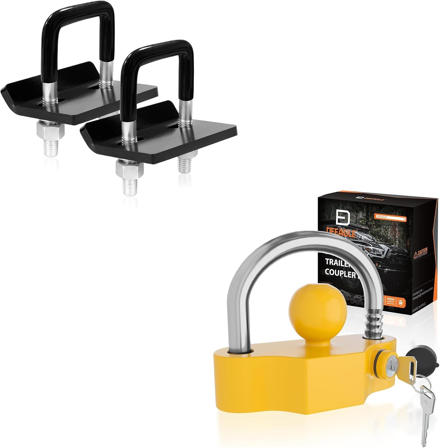 2 Packs Hitch Tightener Anti Rattle Stabilizer for 1.25" to 2" and Universal Trailer Coupler Ball Lock, Hitch Lock, Adjustable Heavy Duty Trailer Lock Fit 1-7/8”, 2”, 2-5/16” Couplers with 2 Keys