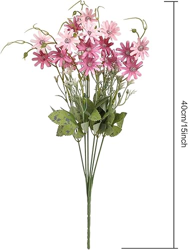 Miniatura 10 de 6 paquetes de flores silvestres artificiales, margaritas, flores de seda falsas, ramos silvestres resistentes a los rayos UV, plantas de plástico