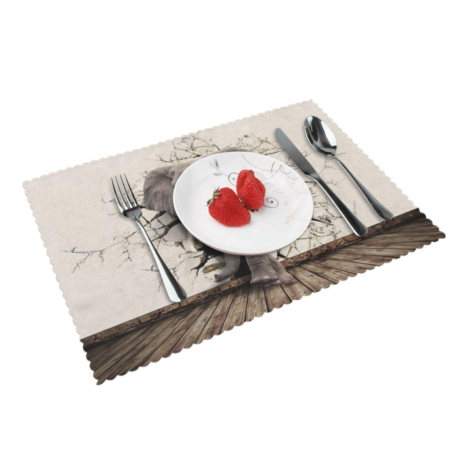 Bnvsadc Broken Wall Elephant 4 Pcs Heat Resistant Placemat 45X30 Cm, Printed Non-Slip Place Mats For Kitchen Dining Table Indoor Outdoor