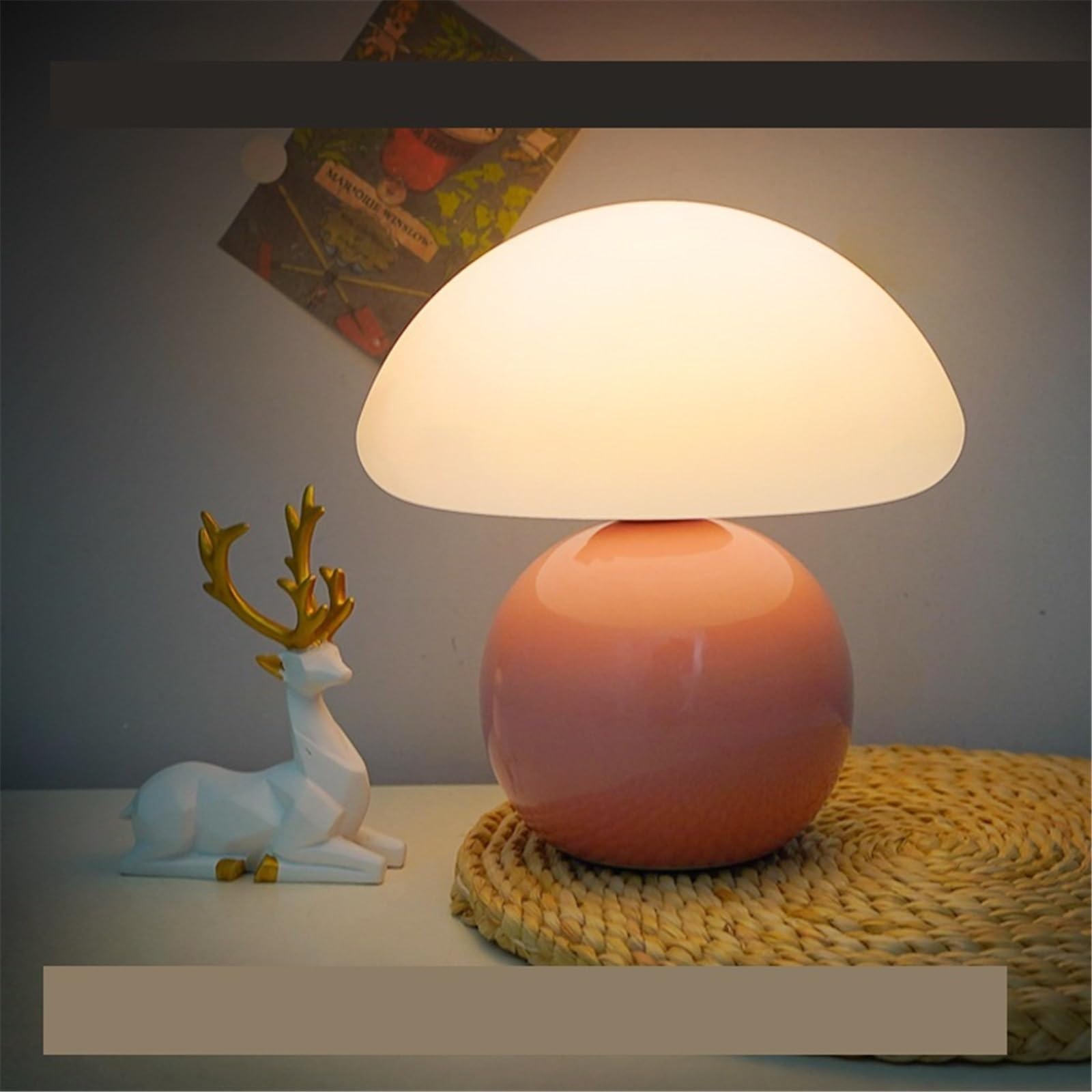 GLigeT Luz De Nocturna Lámpara de mesa bonita for dormitorio, mesita noche, decoración, ambiente estudio(Blanco)