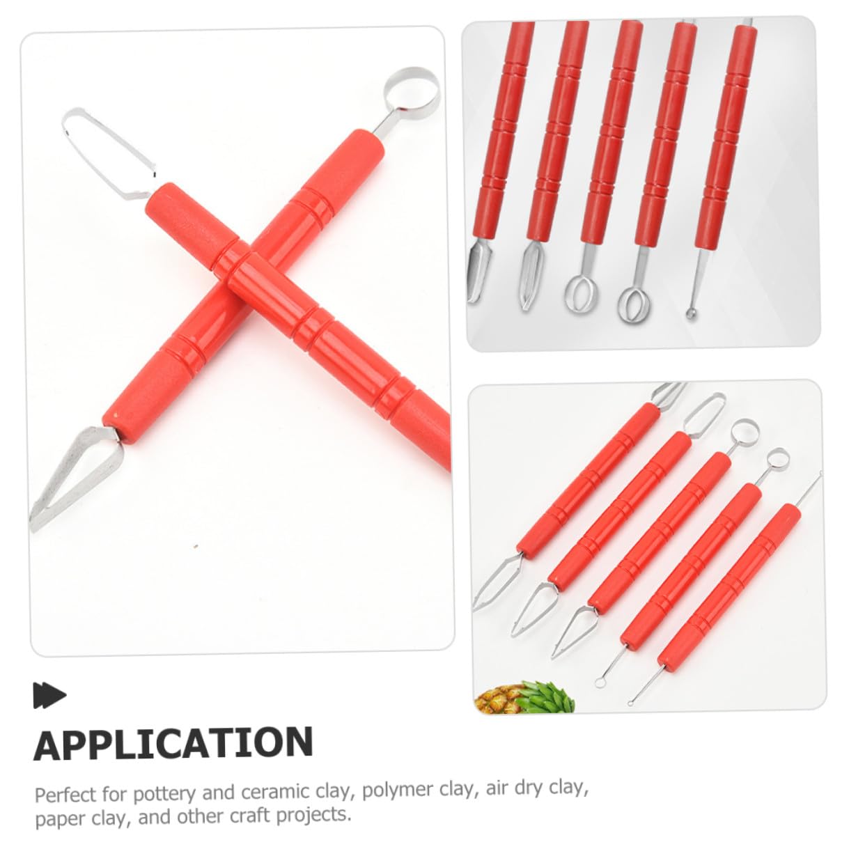 Healvian Kit de Herramientas Profesionales para Esculpir Arcilla y Cerámica, 5 Piezas de Acero Inoxidable y Abs, Portátil para Adultos y Niños, Manualidades y Modelado Artístico, Uso
