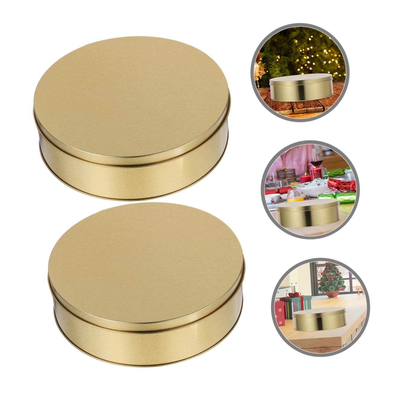 HEALLILY 4pezzi Scatole Per Biscotti Di Natale Coperchio Scatole Per Biscotti Di Natale Ronde in Metallo Per Contenitori Decorativi Dolcetti Per Feste Barattoli Per Dorati