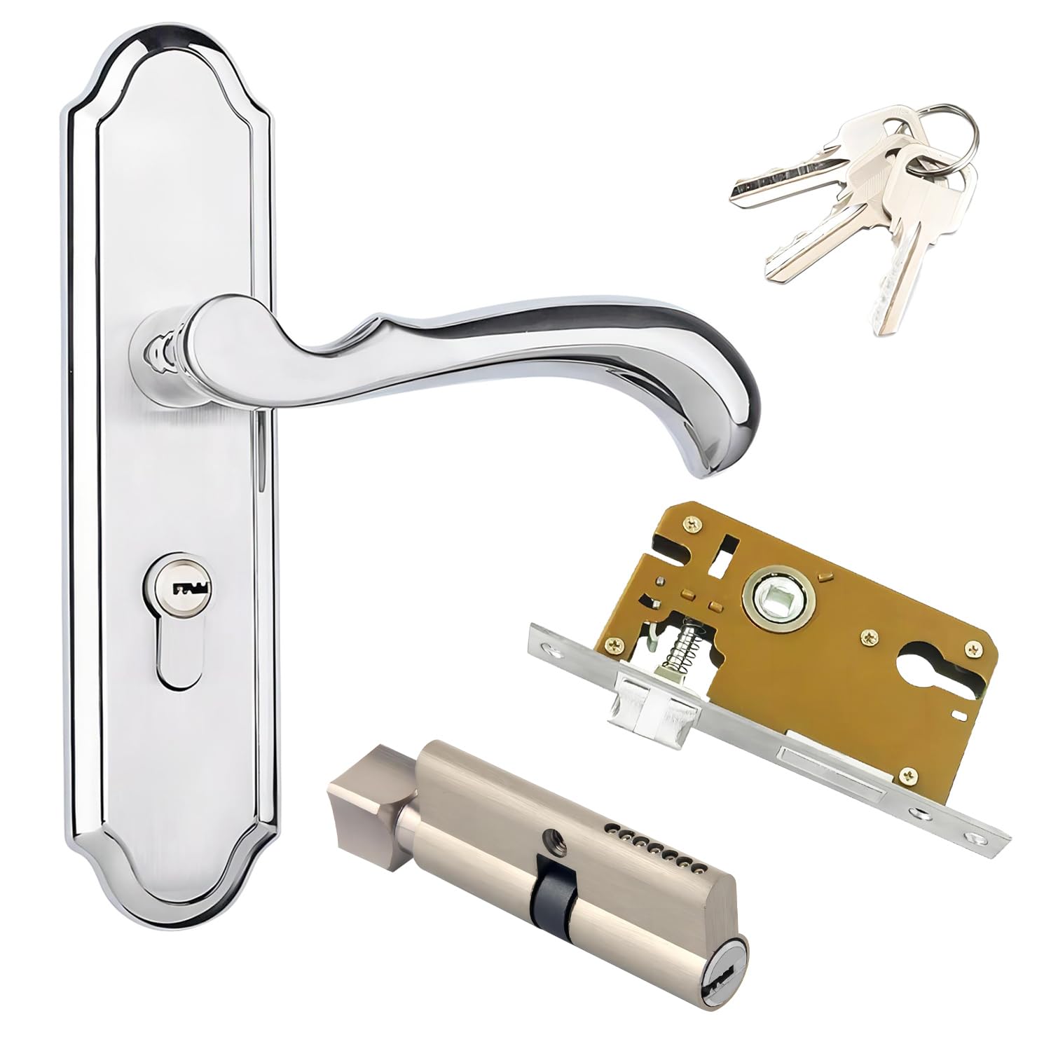 Qrity 1 PCS Lever Latch Handles, Internal Latch Handle, Zinc Alloy Door Lock with Keys, Anti-Theft Bathroom Modern Door Handle