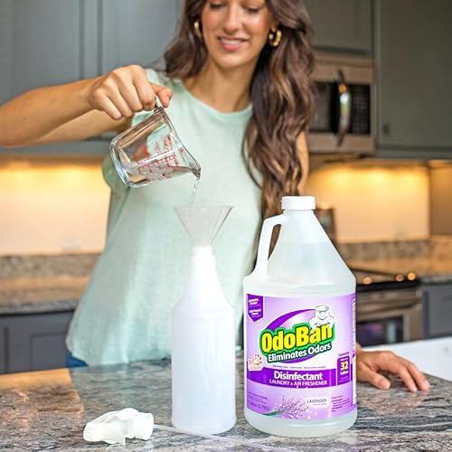 Miniatura 10 de OdoBan Desinfectante y eliminador de olores listo para usar, juego de 3, 2 botellas de aerosol, 32 onzas cada una y concentrado de 1 galón, aroma a