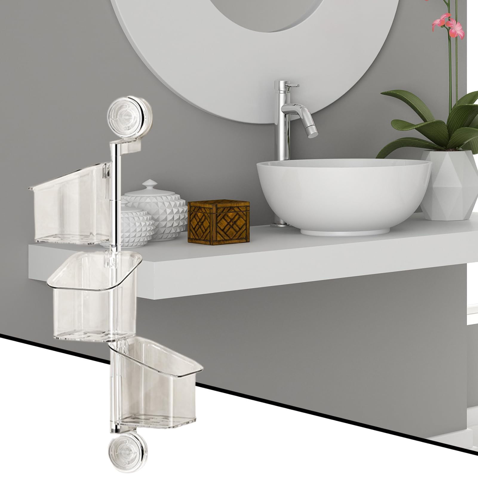 Rotierende Duschregale mit Saugnäpfen, starker Vakuum-Wandnizer, Draina, Badewannen-Caddy Halter, kein Bohren, für Badezimmer und Küche, Fliesen, platzsparendes Design